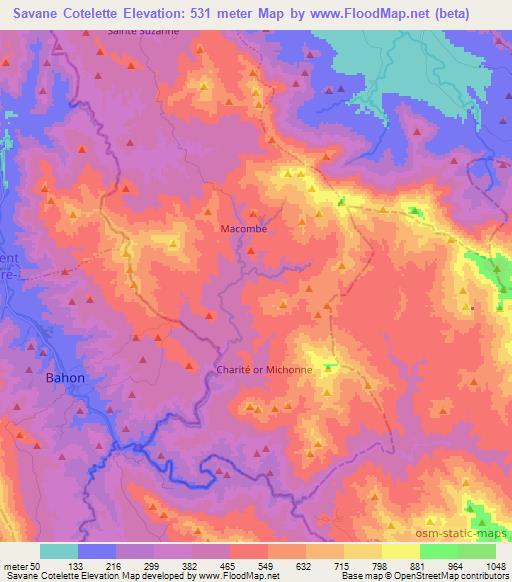 Savane Cotelette,Haiti Elevation Map