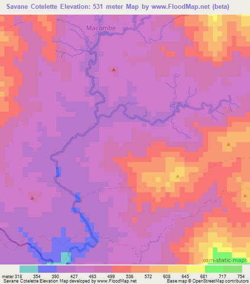 Savane Cotelette,Haiti Elevation Map