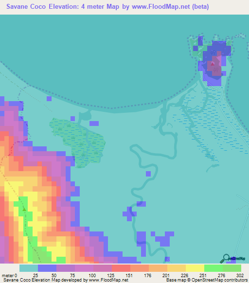 Savane Coco,Haiti Elevation Map