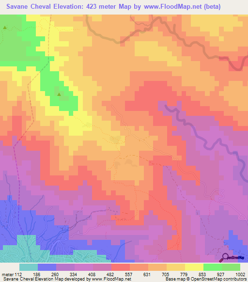 Savane Cheval,Haiti Elevation Map