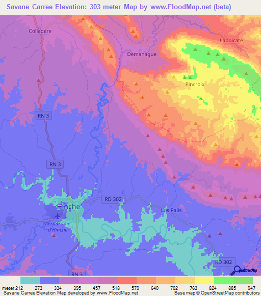 Savane Carree,Haiti Elevation Map