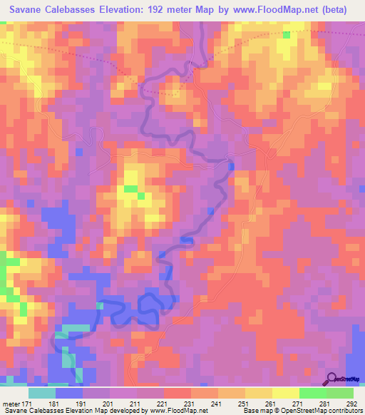 Savane Calebasses,Haiti Elevation Map