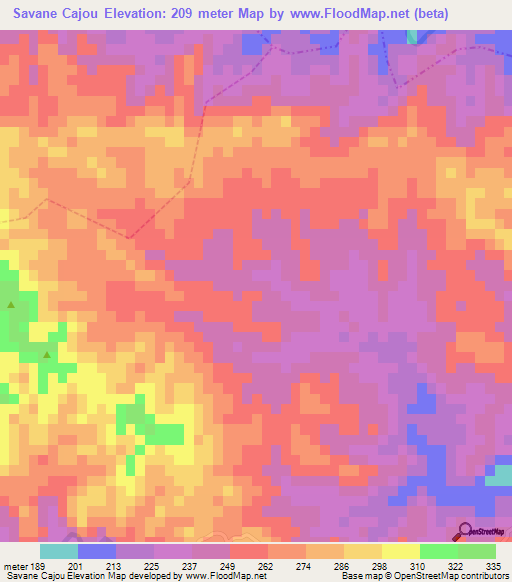 Savane Cajou,Haiti Elevation Map