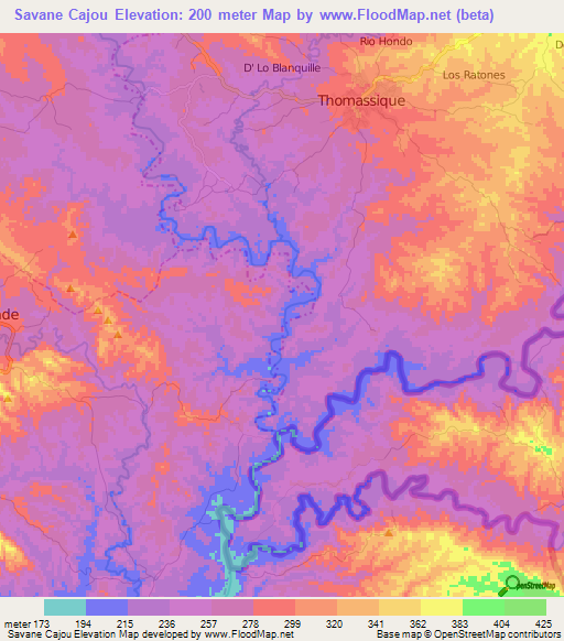 Savane Cajou,Haiti Elevation Map