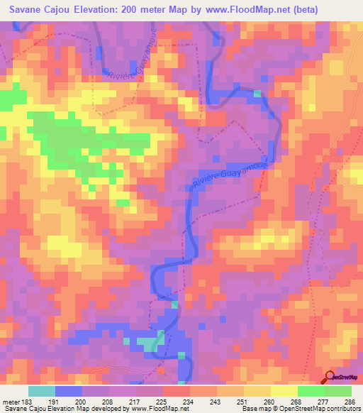 Savane Cajou,Haiti Elevation Map