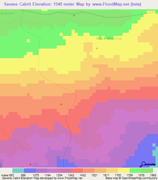 Savane Cabrit,Haiti Elevation Map