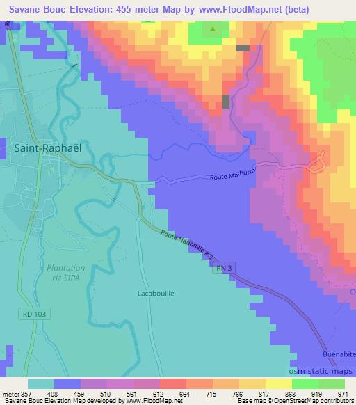 Savane Bouc,Haiti Elevation Map