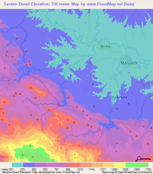 Savane Boeuf,Haiti Elevation Map