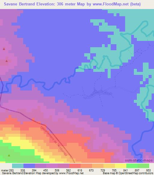 Savane Bertrand,Haiti Elevation Map