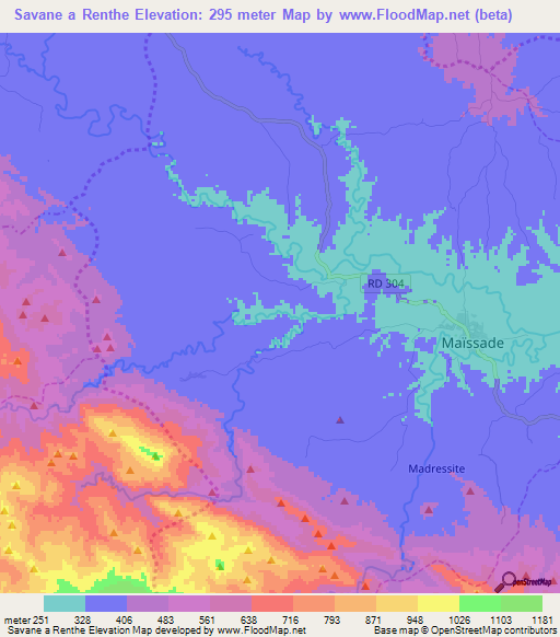 Savane a Renthe,Haiti Elevation Map