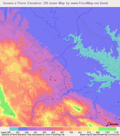 Savane a Pierre,Haiti Elevation Map