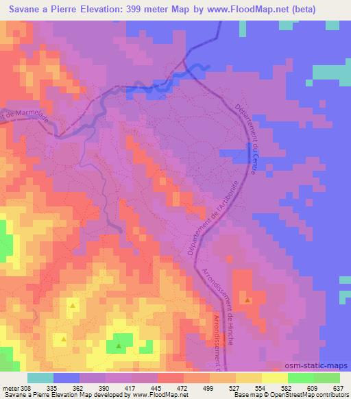 Savane a Pierre,Haiti Elevation Map