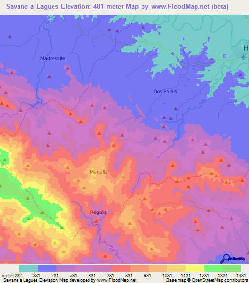 Savane a Lagues,Haiti Elevation Map