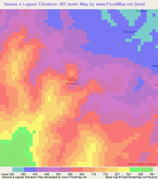 Savane a Lagues,Haiti Elevation Map