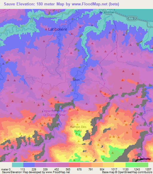 Sauve,Haiti Elevation Map