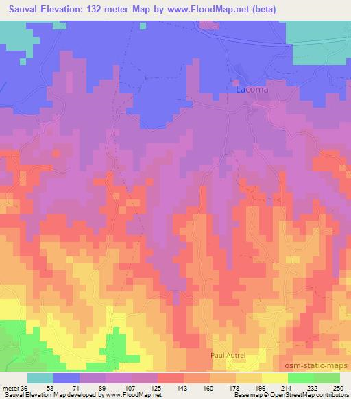 Sauval,Haiti Elevation Map