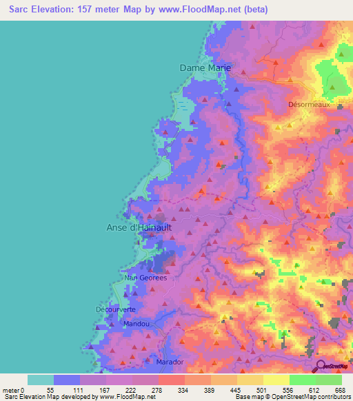 Sarc,Haiti Elevation Map