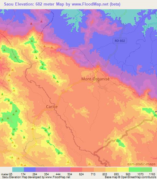 Saou,Haiti Elevation Map