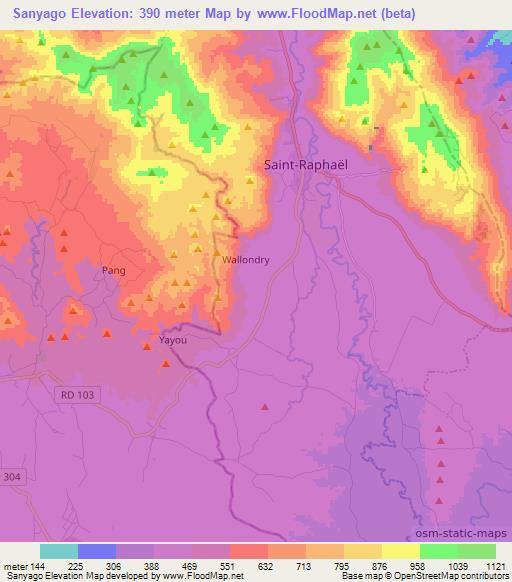 Sanyago,Haiti Elevation Map