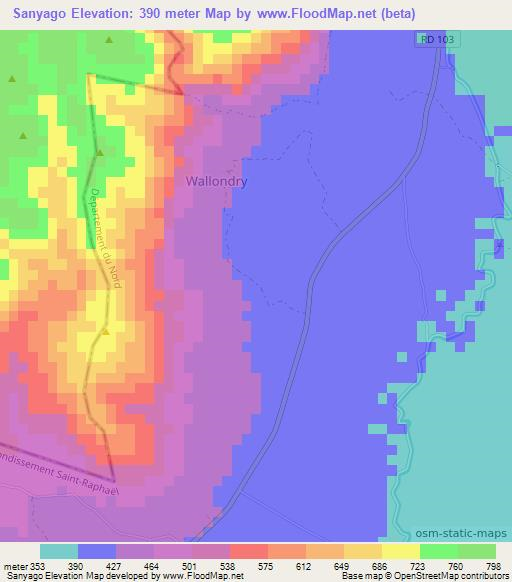 Sanyago,Haiti Elevation Map