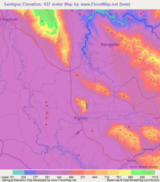 Santigue,Haiti Elevation Map