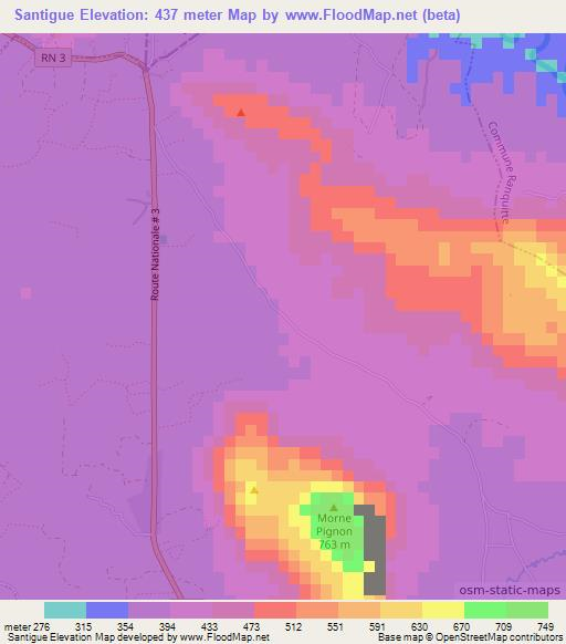 Santigue,Haiti Elevation Map