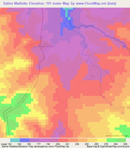 Saline Maillette,Haiti Elevation Map