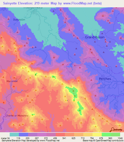 Sainyette,Haiti Elevation Map