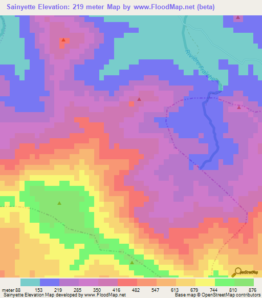 Sainyette,Haiti Elevation Map