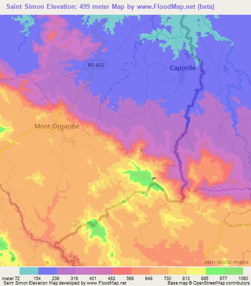 Saint Simon,Haiti Elevation Map