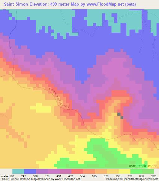 Saint Simon,Haiti Elevation Map