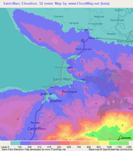 Saint-Marc,Haiti Elevation Map