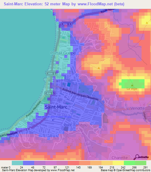 Saint-Marc,Haiti Elevation Map