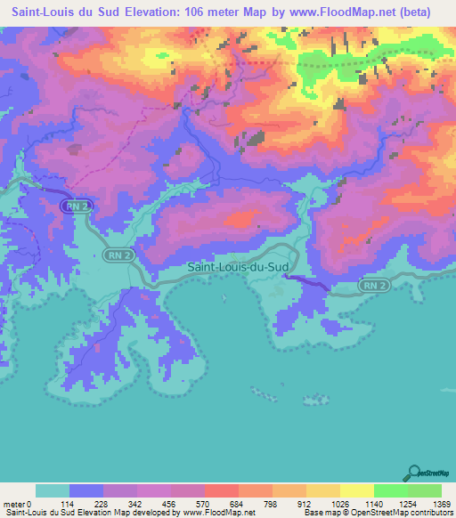 Saint-Louis du Sud,Haiti Elevation Map