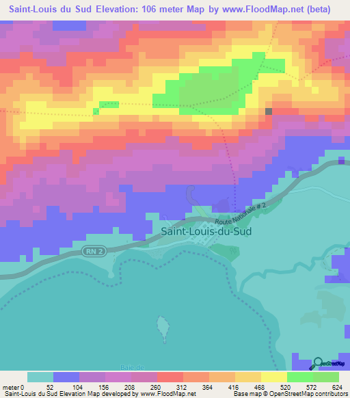 Saint-Louis du Sud,Haiti Elevation Map