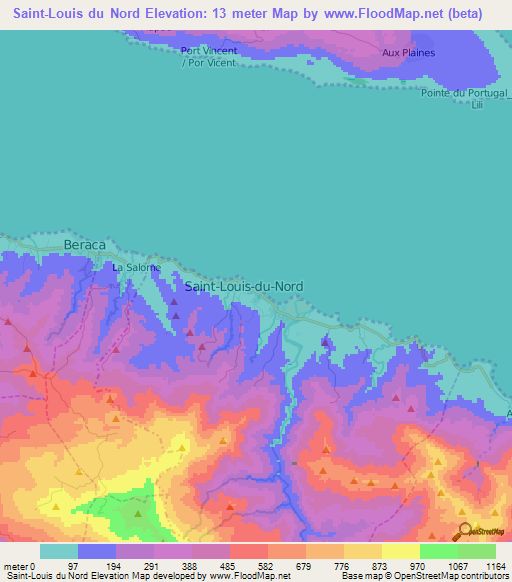 Saint-Louis du Nord,Haiti Elevation Map