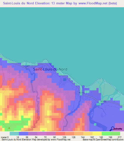 Saint-Louis du Nord,Haiti Elevation Map