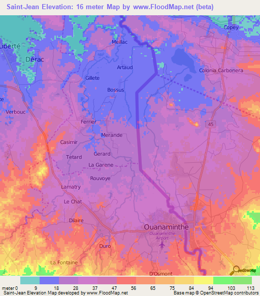 Saint-Jean,Haiti Elevation Map