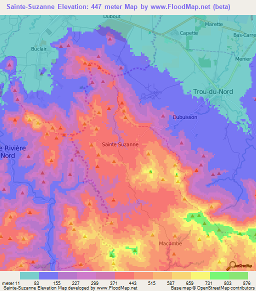 Sainte-Suzanne,Haiti Elevation Map