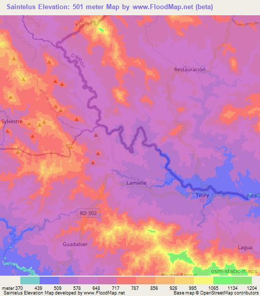 Saintelus,Haiti Elevation Map