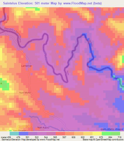 Saintelus,Haiti Elevation Map