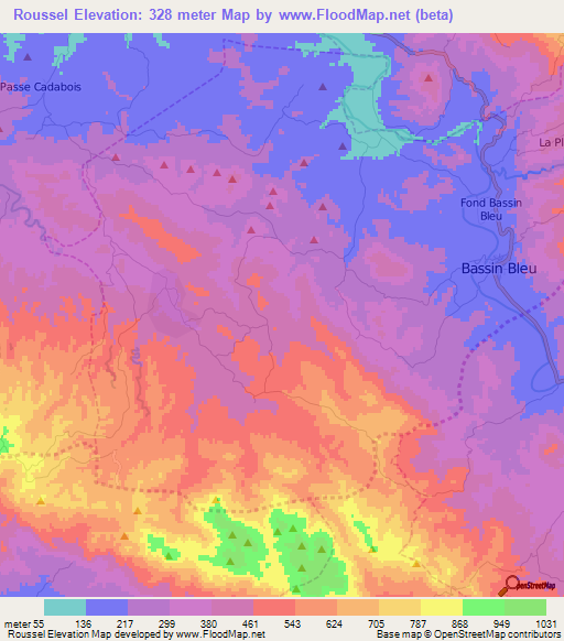 Roussel,Haiti Elevation Map