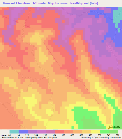 Roussel,Haiti Elevation Map