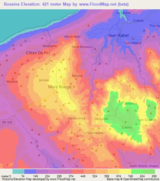 Rossina,Haiti Elevation Map