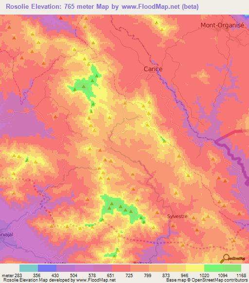 Rosolie,Haiti Elevation Map