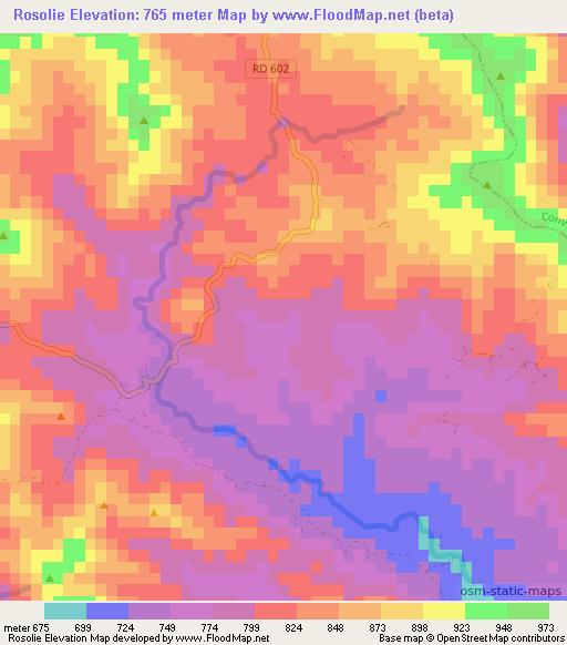 Rosolie,Haiti Elevation Map