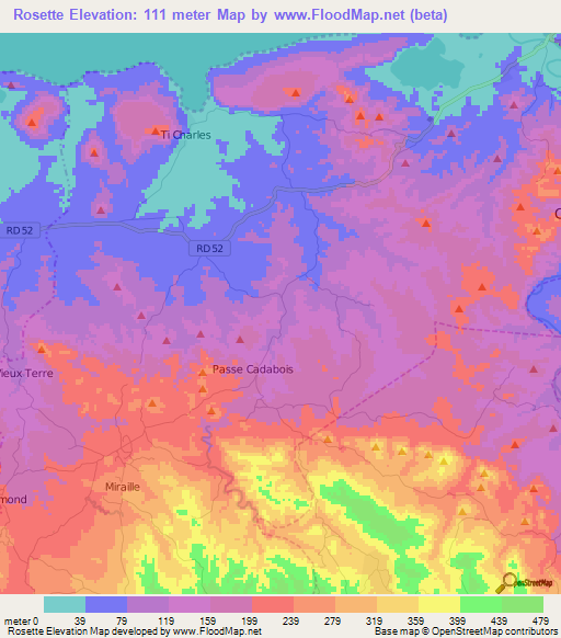 Rosette,Haiti Elevation Map