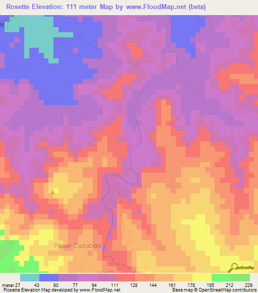 Rosette,Haiti Elevation Map