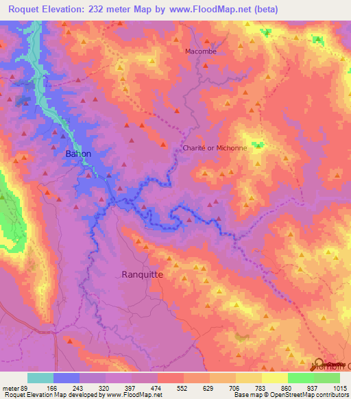 Roquet,Haiti Elevation Map