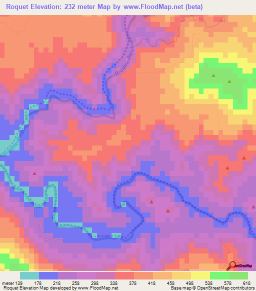 Roquet,Haiti Elevation Map